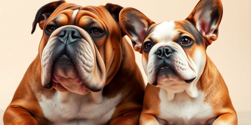 Bulldog and French Bulldog side by side, showcasing differences.